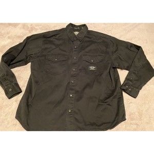 Harley Davidson Mens XL Button Up Long Sleeve Shirt Eagle Logo Embroidered